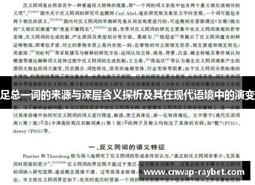 足总一词的来源与深层含义探析及其在现代语境中的演变