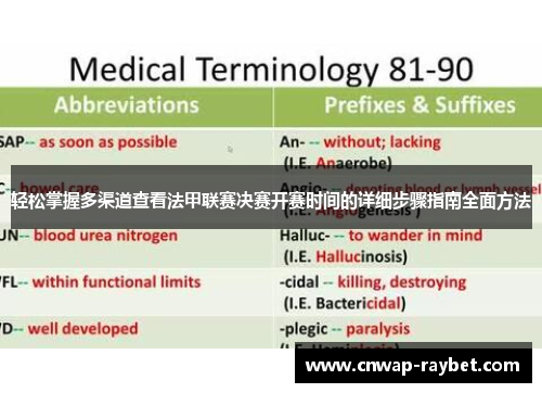 轻松掌握多渠道查看法甲联赛决赛开赛时间的详细步骤指南全面方法