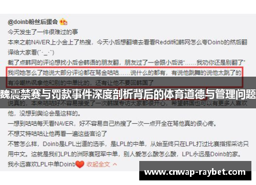魏震禁赛与罚款事件深度剖析背后的体育道德与管理问题